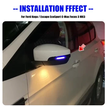 Tekančio Vandens Indikatorių Šviesos Bicolor LED Dinaminis Posūkio Signalo Indikatorių Šviesos Ford Kuga Pabėgti EcoSport 2013-2018